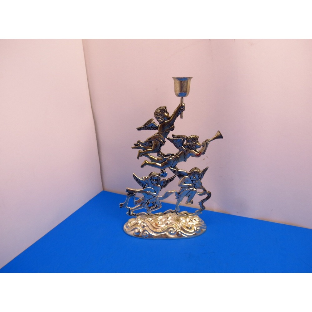 Madison Avenue Silverplate Candle Stick Holder Baby Angel Cherub